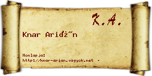 Knar Arián névjegykártya